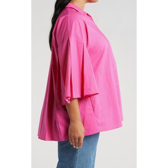 Harshman Sz 1X Maureen Tunic Cotton‎ Poplin Top in Fuchsia Quiet Luxury NEW! - Picture 5 of 7